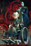 Rating: s Score: 9 Tags: 1girl black_dress child creepy dress frilled_dress frills gothic mask s_zenith_lee short_hair sitting tagme wheelchair white_hair yellow_eyes