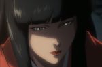 Rating: s Score: 1 Tags: 1girl black_hair grey_eyes highres kimono kuromitsu kurozuka long_hair red_lipstick screencap solo vampire