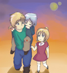 Rating: s Score: 1 Tags: blonde_hair blue_eyes cain_highwind cecil_harvey child dress final_fantasy final_fantasy_iv grey_hair long_hair lowres piggyback professor_toto rosa_farrell short_hair