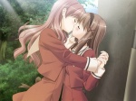 Rating: q Score: 29 Tags: 2girls against_wall blush brown_hair chin_grab cousins eyes_closed hairband hand_holding hand_on_another's_face incest kiss kitajima_kaede kitajima_sara long_hair multiple_girls peko purple_hair school_uniform sono_hanabira_ni_kuchizuke_wo sunlight tagme tree wavy_hair yuri