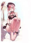 Rating: s Score: 52 Tags:  1girl anklet barefoot bikini bracelet choker cross feet hat head_tilt highres jeffr jewelry legs long_legs mole orange_eyes original palm_tree pink_hair short_hair sitting solo sunglasses swimsuit toes tree 