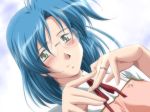 Rating: s Score: 1 Tags: 1girl blue_hair ecchi_na_bunny-san_wa_kirai? game_cg glasses green_eyes happy short_hair smile yamane_masahiro yanagi_hiromi zyx