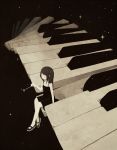 Rating: s Score: 13 Tags: 1girl 456 black_dress black_hair dress eyes_closed highres instrument mary_janes original piano shoes solo star surreal wand