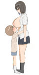 Rating: e Score: 32 Tags: 1boy 1girl age_difference blush breasts brown_eyes brown_hair eyes_closed huge_breasts kloah nipples open_clothes open_shirt short_hair shota skirt socks standing tears thighs