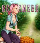 Rating: s Score: 9 Tags: 1girl basket bellemere breasts character_name cigarette cleavage clothes_writing conomi_islands coreymill east_blue female food fruit grass mohawk one_piece orange orchard outdoors pink_hair plaid plaid_shirt ponytail sandals sitting smoking solo text tree