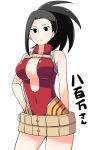 Rating: s Tags: 1girl black_hair boku_no_hero_academia breasts cleavage large_breasts solo yaoyorozu_momo