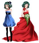 Rating: s Score: 1 Tags: 2girls bare_shoulders blue_dress blush brown_eyes choker dress dual_persona eyes_closed farah_oersted female flower goldtakosu green_hair hat multiple_girls red_dress short_hair strapless strapless_dress tales_of_(series) tales_of_eternia thighhighs