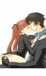 Rating: e Score: 10 Tags: 1boy 1girl arcana_famiglia ass ass_grab black_hair felicita formal green_eyes jolly kiss long_hair necktie red_hair short_hair suit twintails