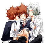Rating: e Score: 31 Tags: 3boys blush bracelet brown_eyes brown_hair gokudera gokudera_hayato green_eyes group_sex jewelry katekyo_hitman_reborn! kiss kubyou_azami male_focus mononoke_hobaku_butai multiple_boys necktie penis sawada_tsunayoshi school_uniform selfcest sex short_hair silver_hair spiked_hair surprised sweat tsuna undressing uniform yaoi
