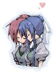 Rating: s Score: 4 Tags:   2girls aoi_nagisa blue_hair eyes_closed heart kurou_(artist) multiple_girls pixiv_thumbnail red_hair resized school_uniform simple_background sleeping smile strawberry_panic! suzumi_tamao yuri