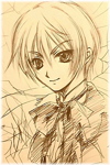 Rating: s Score: 1 Tags: alois_trancy bowtie kuroshitsuji lowres male_focus monochrome solo
