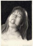 Rating: e Score: 9 Tags: 2003 asian ball_gag gag highres kanai_(artist) mole monochrome nose_hook realistic saliva traditional_media