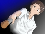 Rating: s Tags: 1boy brown_eyes brown_hair game_cg ikari_shinji male_focus neon_genesis_evangelion short_hair solo