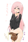 Rating: e Score: 5 Tags: blush breasts cum cumdrip dark_penis foreskin futanari long_hair omochi_(433purupuru) penis pink_hair pubic_hair shirt_pull sweat tongue tongue_out translated