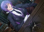 Rating: q Score: 6 Tags: 1girl black_lilith blush book breasts butler censored chair clothed_sex cum cum_in_pussy erect_nipples eyepatch female formal game_cg gloves kagami_hirotaka large_breasts long_hair necktie onmyou_kishi_towako purple_hair shiki_reika sitting smile suit sweat table yellow_eyes