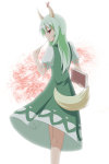 Rating: s Score: 4 Tags: 1girl book dress ex-keine female green_hair highres horn_ribbon horns kamishirasawa_keine komakedara long_hair red_eyes ribbon simple_background smile solo tail touhou white_background wolf_tail