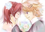 Rating: s Tags: angela_(harvest_moon) bride chase_(harvest_moon) couple flower hairpin harvest_moon wedding