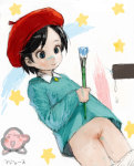 Rating: e Score: 4 Tags: adeleine black_hair censored cleft_of_venus hat kirby kirby_(series) loli mound_of_venus paint paintbrush penis pon pussy short_hair