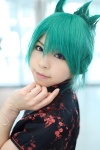 Rating: s Tags: character_request china_dress chinese_clothes cosplay garters green_hair highres katou_mari photo source_request