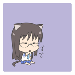 Rating: s Tags:  animal_ears black_hair cat_ears cat_tail eyes_closed licking long_hair minakami_mai nichijou school_uniform sitting skirt tail tomboo 