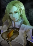 Rating: s Score: 7 Tags: 1girl black_background blonde_hair breasts final_fantasy final_fantasy_xiii glasses green_eyes jihl_nabaat long_hair tomygrave