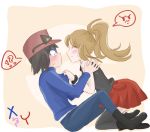 Rating: s Tags: 1boy 1girl black_hair blonde_hair callum_(pokemon) eyes_closed nintendo pokemon pokemon_xy serena_(pokemon)