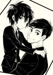 Rating: s Tags: 2boys big_hero_6 brothers disney hiro_hamada hiyaa looking_at_viewer marvel monochrome multiple_boys siblings smile suit tadashi_hamada