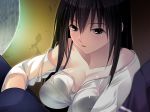 Rating: s Score: 9 Tags: 1girl aneimo_neo_+_second_sister black_eyes black_hair bra breasts cleavage game_cg large_breasts long_hair looking_at_viewer rain see-through shinonome_kasuhiko sitting underwear water wet