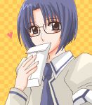 Rating: s Tags: blue_eyes blue_hair busou_renkin glasses lowres school_uniform serafuku tagme