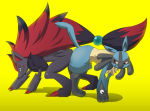 Rating: q Score: 9 Tags: animal_mating fox jackal lucario pokemon zoroark