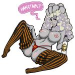 Rating: q Score: 4 Tags: 1girl blue_eyes grey_skin koloradi large_breasts putinka red_panties russia thighhighs vatnik vatnik-chan vodka white_hair