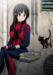 Rating: s Score: 30 Tags: akiyama_mio cat clothes cosplay costume k-on! marvel mask mask_removed spider-girl spider-man_(series)