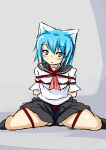 Rating: e Score: 5 Tags: 1girl animal_ears ast_exception bdsm blue_eyes blue_hair blush bondage female highres original rope school_uniform short_hair solo uniform