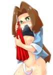 Rating: e Score: 15 Tags: 1girl bottomless breasts brown_hair green_eyes kikuhime masturbation medarot nipples no_bra object_insertion pussy saliva shaved_pussy simple_background solo sweat umbrella vaginal vaginal_insertion very_long_hair white_background