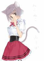 Rating: s Score: 1 Tags: 1girl animal_ears belt bow cat_ears green_eyes grey_hair mibu_natsuki short_hair skirt solo