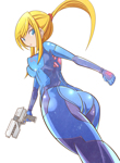 Rating: q Score: 17 Tags: 1girl ass blonde_hair blue_eyes metroid nasu800 samus_aran zero_suit