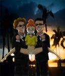 Rating: e Score: 7 Tags: 1girl 2boys black_hair bottomless brown_hair evil_grin flat_chest loli lowres multiple_boys nanami_simpson nanatsu_no_umi_no_tico nippon_animation orange_hair outdoors ponytail world_masterpiece_theater