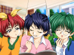 Rating: s Score: 1 Tags: 3girls blue_hair blush book doushin eyes_closed glasses green_hair long_hair multiple_girls red_hair short_hair suruga_maki suruga_miho suruga_ryoko