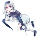 Rating: s Score: 4 Tags: ari_(pixiv) cape dress female gensou_suikoden gensou_suikoden_ii hairband kneehighs long_hair lying red_eyes shoes sierra_mikain silver_hair solo