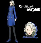 Rating: s Score: 4 Tags: 1girl hairband high_heels lipstick looking_at_viewer margaret official_art persona persona_4 simple_background solo white_hair yellow_eyes