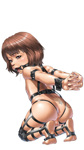 Rating: e Score: 60 Tags: 1boy anus arms_behind_back ass atto_(eroban) barefoot bdsm bondage brown_eyes brown_hair fetish fetish_wear gag harness kneeling looking_back male_focus nude ring_gag saliva shota solo testicles