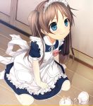 Rating: s Score: 3 Tags: blue_eyes blush broken brown_hair cup cura flat_(company) kneeling maid maid_headdress monobeno sawai_natsuha tagme