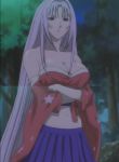 Rating: q Score: 1 Tags: antenna_hair blue_eyes breasts cleavage crossed_arms japanese_clothes kimono large_breasts long_hair natsume_maya navel purple_hair screencap skirt smile solo stitched tenjou_tenge
