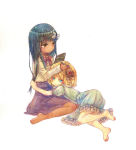 Rating: s Score: 2 Tags: 2girls bare_legs barefoot black_hair blonde_hair blue_eyes blush book bow brown_eyes child dark_skin dress feet hand_on_another's_head hand_on_head hantoumei_namako holding_hair hug knees_together knees_together_feet_apart long_sleeves multiple_girls pen ribbon short_hair short_sleeves simple_background skirt very_long_hair wariza white_background yuri