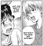 Rating: q Score: 10 Tags: 2boys angry blush fake_translation ikari_shinji male_focus monochrome multiple_boys nagisa_kaworu neon_genesis_evangelion neon_genesis_evangelion_(manga) photoshop sweat translated yaoi