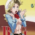 Rating: s Score: 39 Tags: 1girl 90s animated animated_gif blonde_hair breast_squeeze breasts cleavage cowboy_bebop cowboy_hat earrings female green_eyes hat jacket jewelry judy long_hair looking_at_viewer looking_away navel no_bra open_clothes open_mouth scarf solo standing wavy_hair