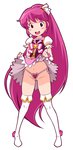Rating: q Tags: 1girl aino_megumi boots cure_lovely happinesscharge_precure! highres long_hair magical_girl panties pink_eyes pink_hair ponytail precure sekihan skirt skirt_lift solo thigh_boots thighhighs underwear