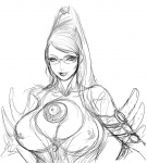 Rating: s Score: 20 Tags: bayonetta bayonetta_(character) chinbotsu glasses hair_bun long_hair mole sketch