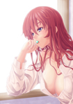 Rating: s Score: 15 Tags: breasts candy cleavage eating female kanata_daiki large_breasts lollipop long_hair mouth_hold open_clothes open_mouth open_shirt original purple_eyes red_hair solo
