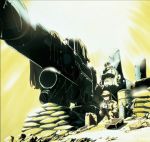 Rating: s Score: 3 Tags: binoculars ground_gundam gun gundam gundam_08th_ms_team hat mecha military military_uniform official_art sandbag shiro_amada uniform weapon